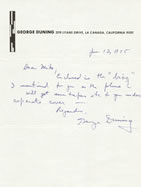 George Duning Dear Mike Letter