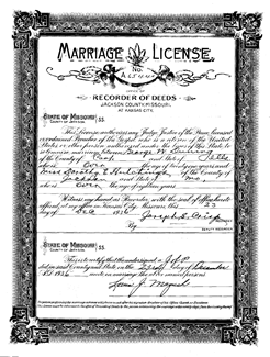 Marriage License for George Duning and Dorothy Hutchins 12/23/36