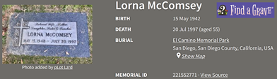 Lorna McComsey Grave